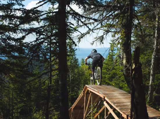 velo de montagne dans les sentiers de val d'irene en gaspesie
