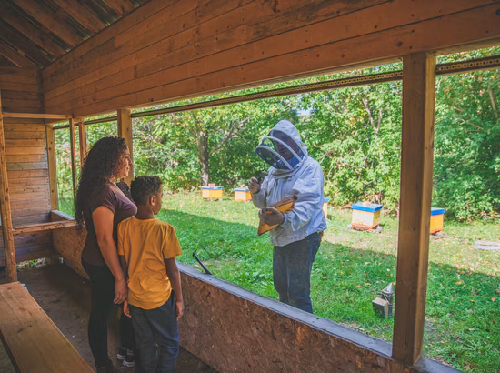 Présentation d'un apiculteur à la ferme Miel des chez nous 