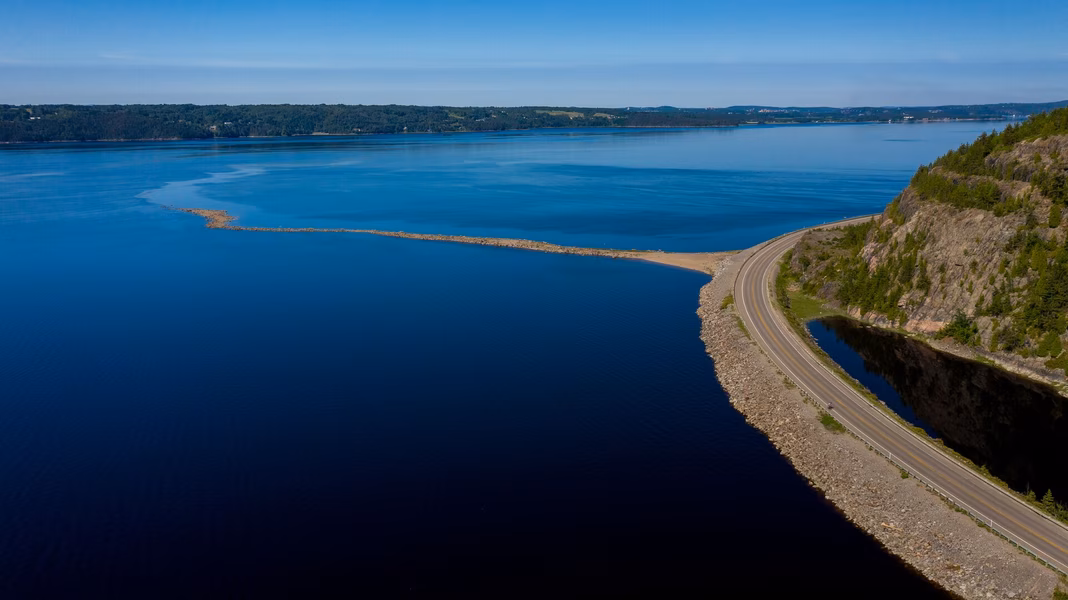 Vue aérienne de la Véloroute du Fjord