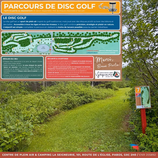 Parcours disc golf – Camping La Seigneurie – Pabos Gaspésie