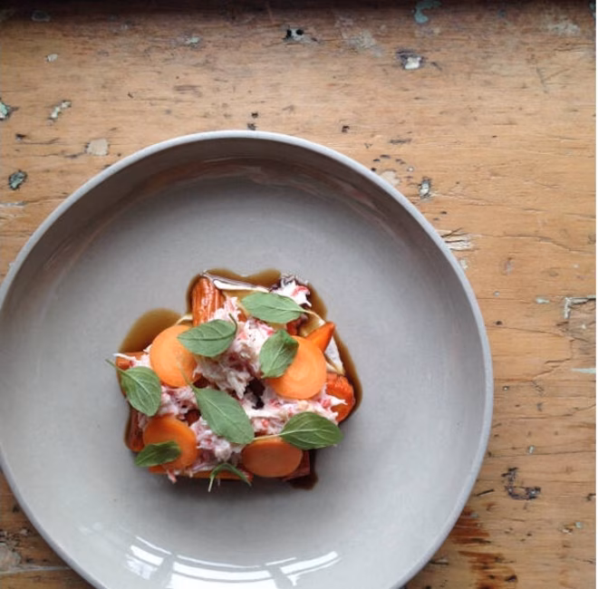 Restaurant Candide - Crabe, carotte et marjolaine