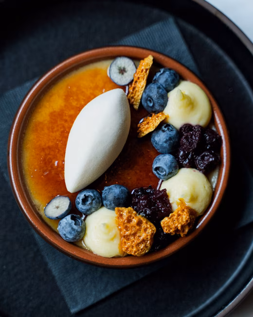 Restaurant h3 - Crème brûlée érable et bleuets du Québec