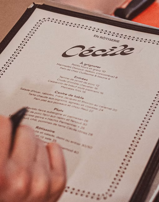 Chez Cécile - Menu