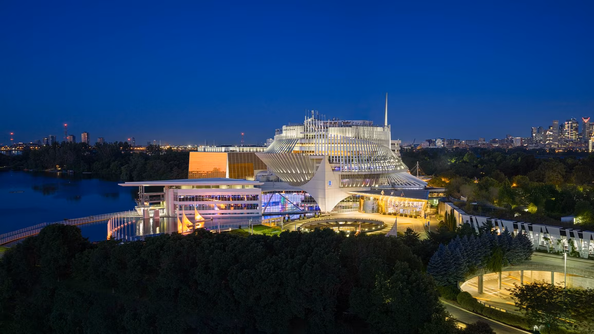 Casino de Montréal - Vue aérienne nocturne