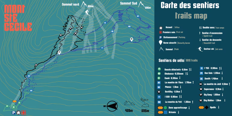 Carte des sentiers du Mont Sainte-Cécile